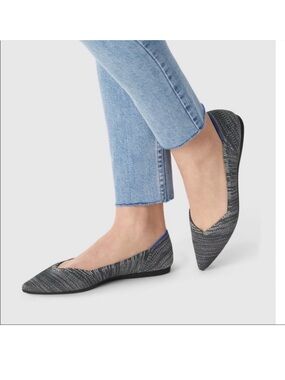 Rothy’s The Point Toe Flat Heather Granite Size 10